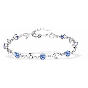 Adjustable Silver Coloured Chain Link Bracelet with Turquoise Crystals and Wild Hearts B39