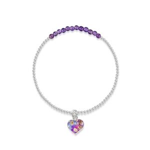 Sterling silver and Amethyst elasticated beaded bracelet