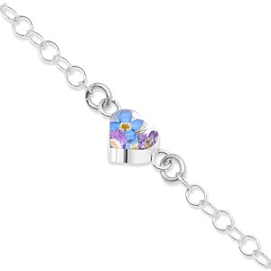 Silver Bracelet - Silver Link chain - Purple haze - Heart