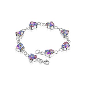 Silver Bracelet - Purple Haze - Sm Heart multi