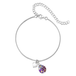 Sterling silver snake anklet/bracelet - T/drop - Purple haze