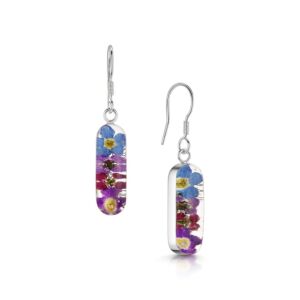 Purple haze vertical bar sterling silver earring