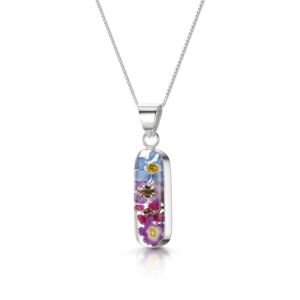 Purple haze vertical bar sterling silver pendant