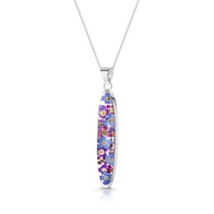 Silver Pendant - Purple Haze - Oval tapered ends