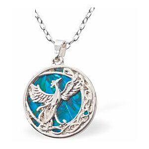 Phoenix Necklace of Paua Shell, Rhodium Plated CD37