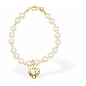 Austrian Crystal String of Pearls and Crystal Bracelet in White with Heart Drop CP181