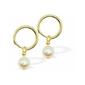 Austrian Crystal 8mm Pearl Drop Earrings in Crystal White, Rhodium Plated CP182