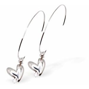 Hoop Earrings with Heart Drops, Silver Coloured DR05