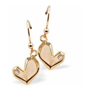 Golden Drop Earrings with Crystal Dotted Heart Drops DR06