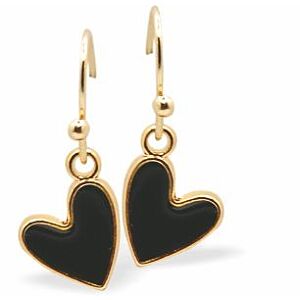 Golden Drop Earrings with Black Heart Drops DR11