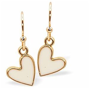 Golden Drop Earrings with White Heart Drops DR12