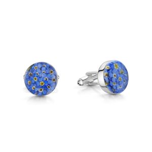 Sterling Silver Cufflinks - Forget-me-not - Round