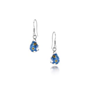 Silver drop Earring - Forget me not -Teardrop