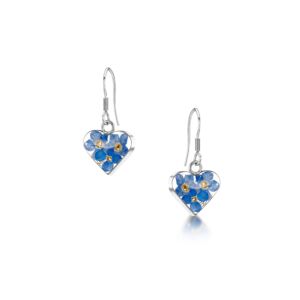 Silver drop Earrings - Forget-me-not - Heart