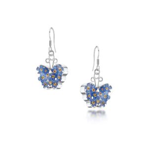 Silver drop Earrings - Forget-me-not - Butterfly