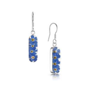 Forget-me-not vertical bar sterling silver earring