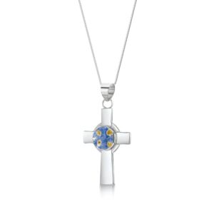Silver Pendant - Forget me not - Celtic Cross