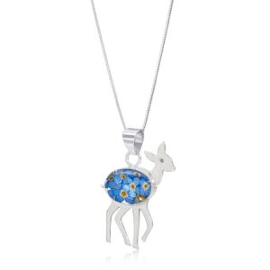 Silver Pendant - Forget-me-not - Deer