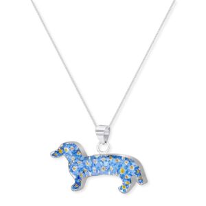 Silver Pendant - Forget-me-not - Dachshund