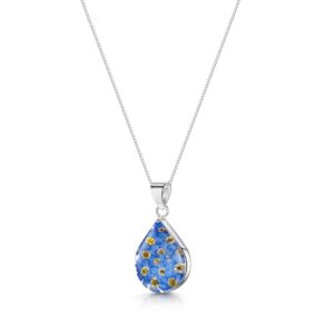 Silver Necklaces - Forget-me-not- Teardrop medium