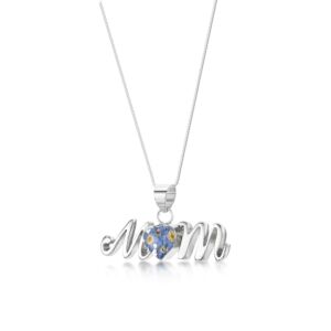 Silver Mum Pendant - Forget me not -Mum