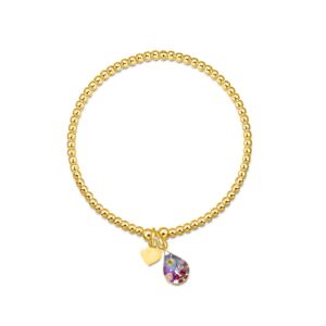 Gold Plated Sterling Silver Bead Bracelet - Purple haze - Single Beads
