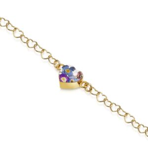 Gold plated heart linked chain bracelet  - Purple Haze -HEART