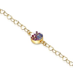 Gold plated heart linked chain bracelet  - Purple Haze -ROUND