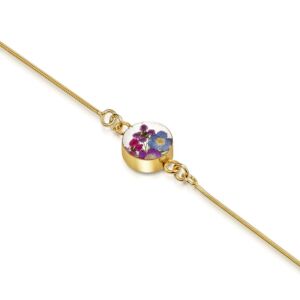 Gold plated snake bracelet + charm- Purple Haze -ROUND