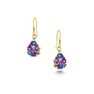Gold Plated Sterling Silver Drop Earrings - Purple Haze - Teardrop