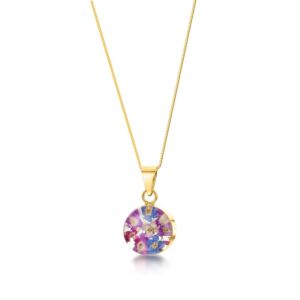 Gold Plated Sterling Silver Pendant - Purple Haze - Round