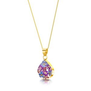 Gold Plated Sterling Silver Pendant - Purple Haze - Med Teardrop