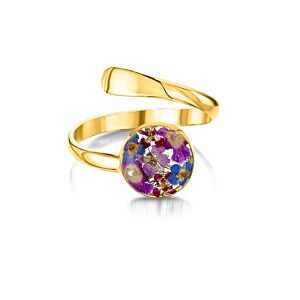 Gold Plated Sterling Silver Ring (Adjustable) - Purple haze - Round