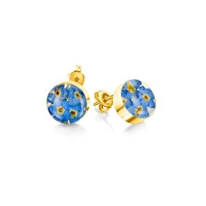 Gold Plated Sterling Silver Stud - Forget-me-not - Round