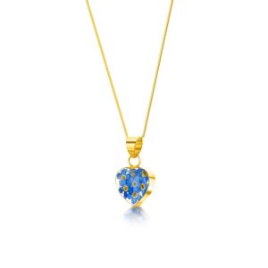 Gold Plated Sterling Silver Pendant - Forget-me-not - Heart