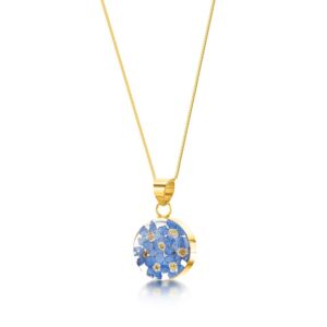 Gold Plated Sterling Silver Pendant - Forget me not - Med Round
