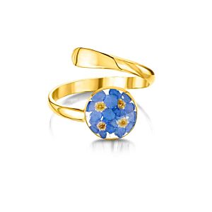 Gold Plated Sterling Silver Ring (Adjustable) - Forget me not - Round