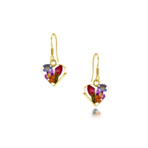 Gold Plated Sterling Silver drop Earrings - Mixed  + yellow - Sm heart