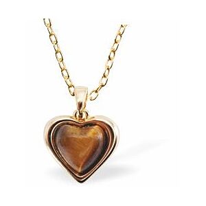 Golden Coloured Framed Heart with Tiger-Eye Centre Necklace GP27