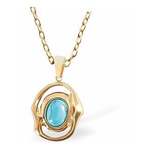 Golden Coloured Quirky Oval Framed Turquoise Necklace GP28