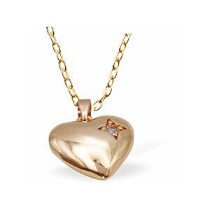 Golden Coloured Heart with Crystal Dot Necklace GP29