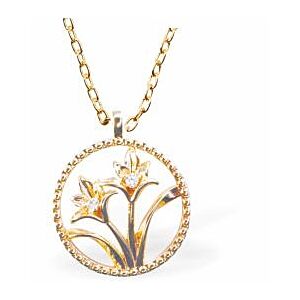 Golden Coloured Circular Framed Flowers Necklace GP30