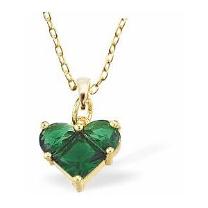 Golden Coloured Emerald Green Heart Necklace GP36