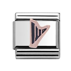 Charmlinks Harp Rose Gold on Silver Charm