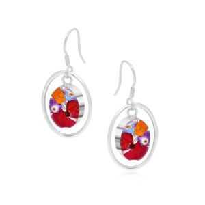 Silver Earrings - Mixed - with Silver Oval Surround