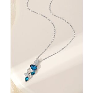 Mattise Faux Sapphire Droplet Silver Necklace N603245s