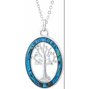 Matisse Paua Shell Oval Framed Tree of Life Necklace P1383