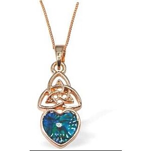 Matisse Rose Gold Necklace Paua Celtic Heart PA92