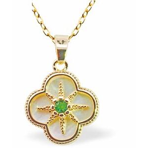 Matisse Iridescent Daisy Pendant with Green Crystal PF19