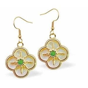 Matisse Iridescent Daisy Drop Earrings with Green Crystal PF20